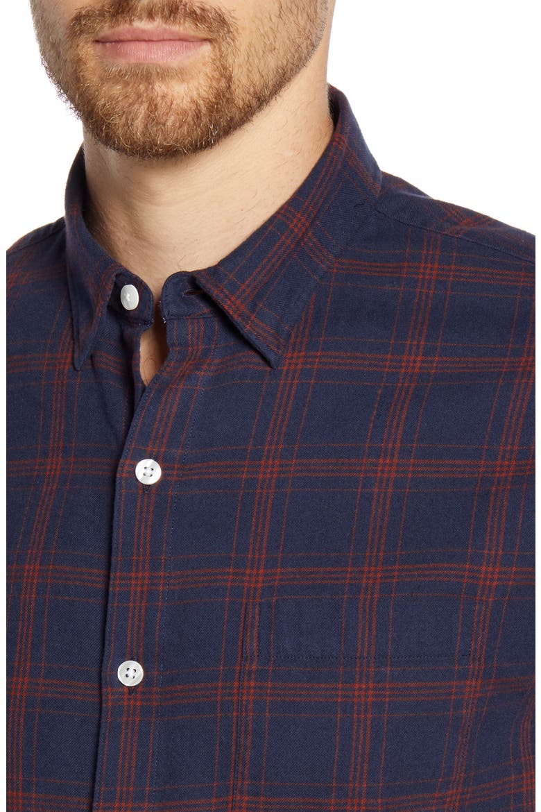 Slim Fit Plaid Flannel Button-Up Shirt, Alternate, color, PLAID - EXPEDITION NAVY