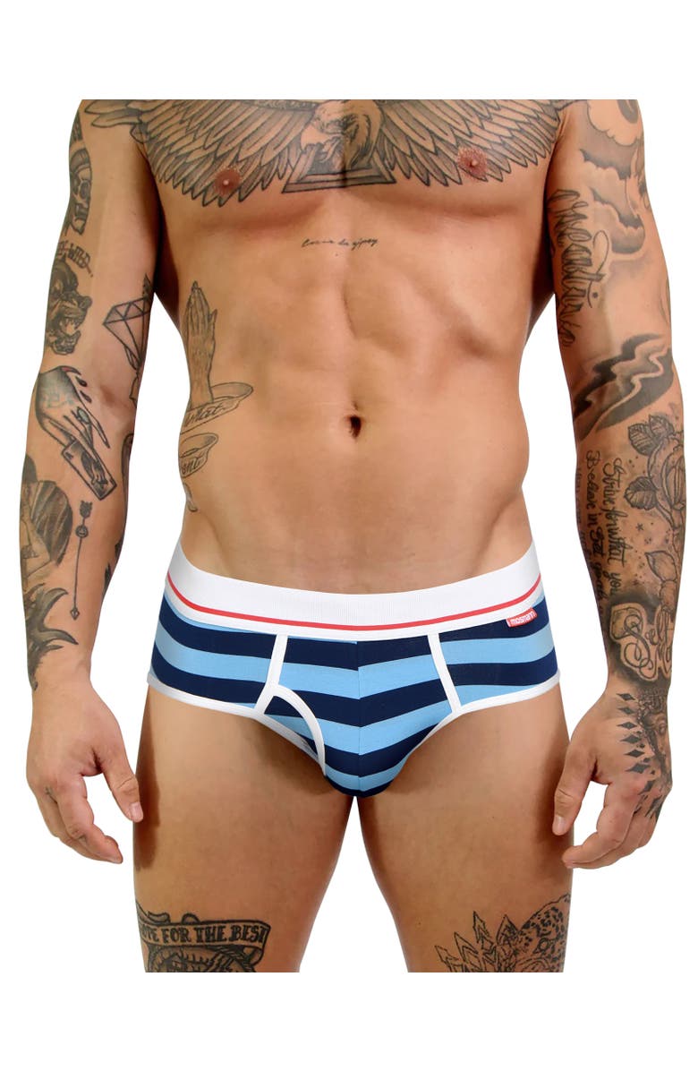 Mosmann Australia Men's Briefs, Main, color, Blue Stripes