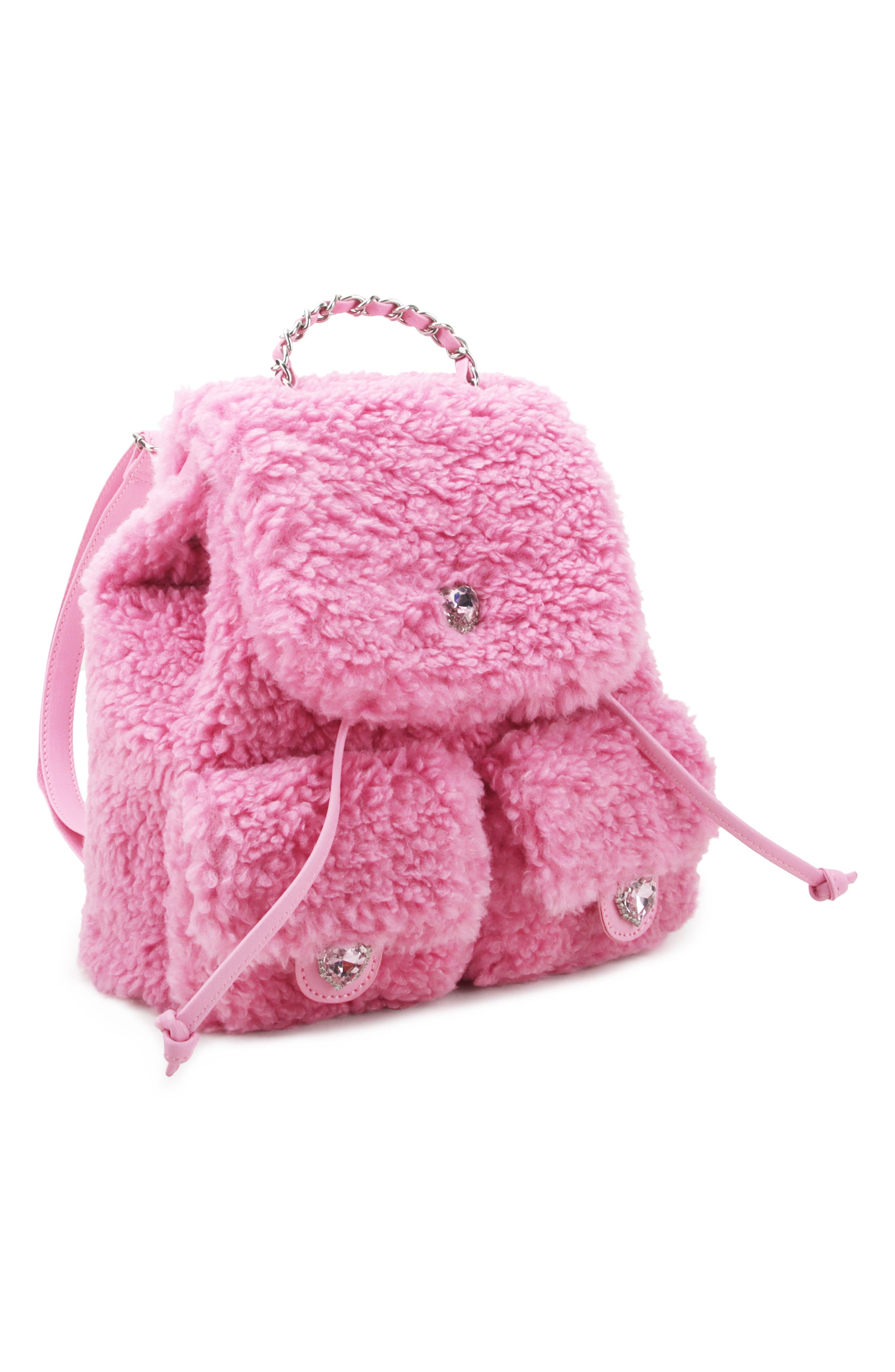 OMG Accessories Kids' Mini Heart Plush Faux Fur Backpack, Alternate, color, 