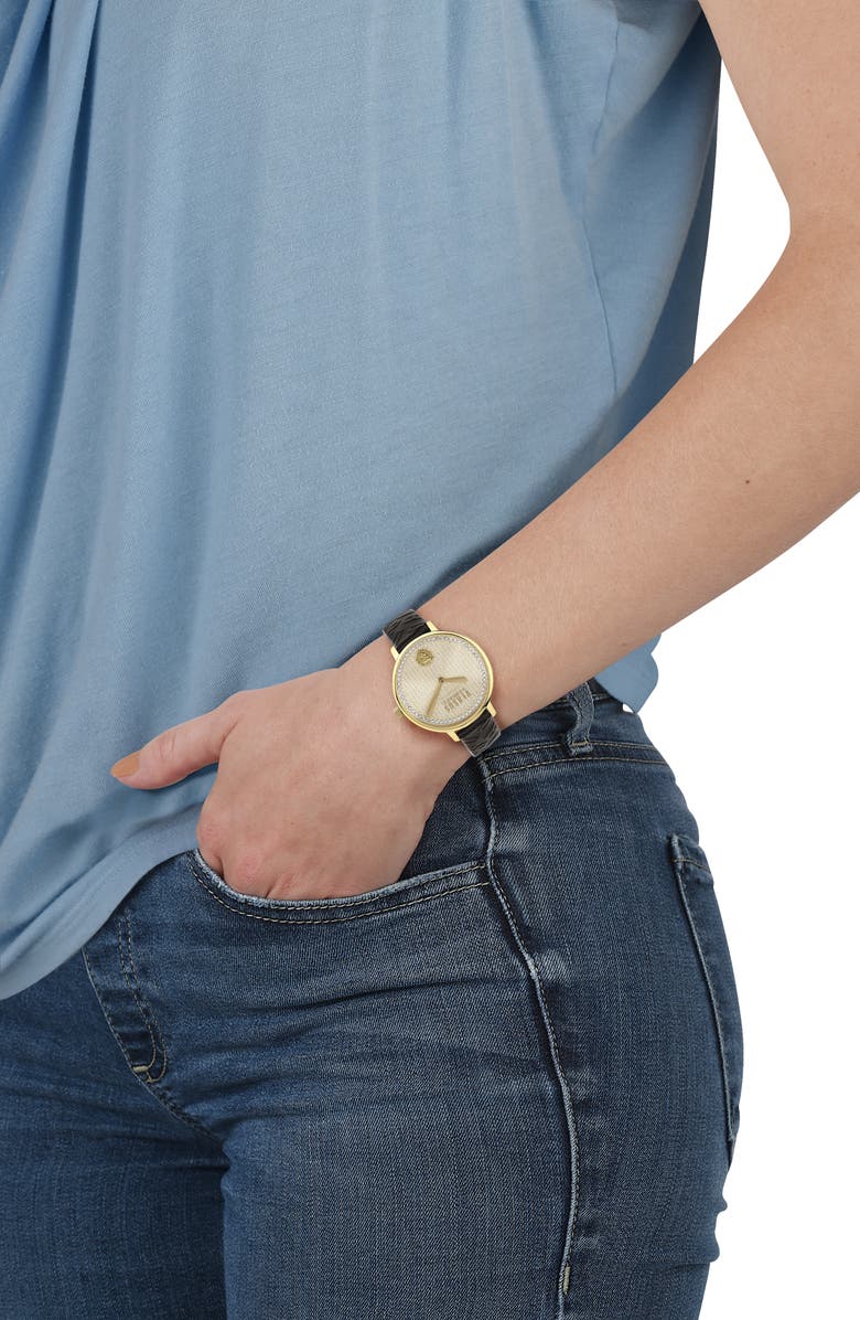 VERSUS Versace La Villette Leather Strap Watch, 36mm, Alternate, color, 