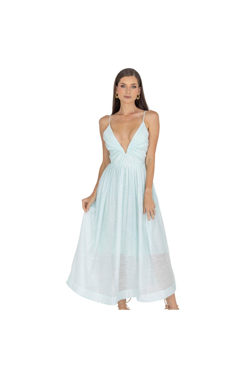 AKALIA Adeli V Neck Midi Dress, Main, color, Sky Blue