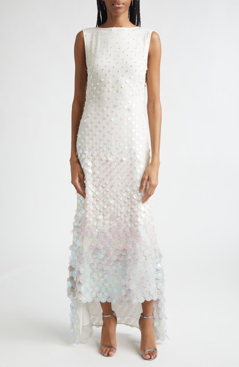 Christopher John Rogers Embellished Step Hem Silk Gown, Main, color, Nougat