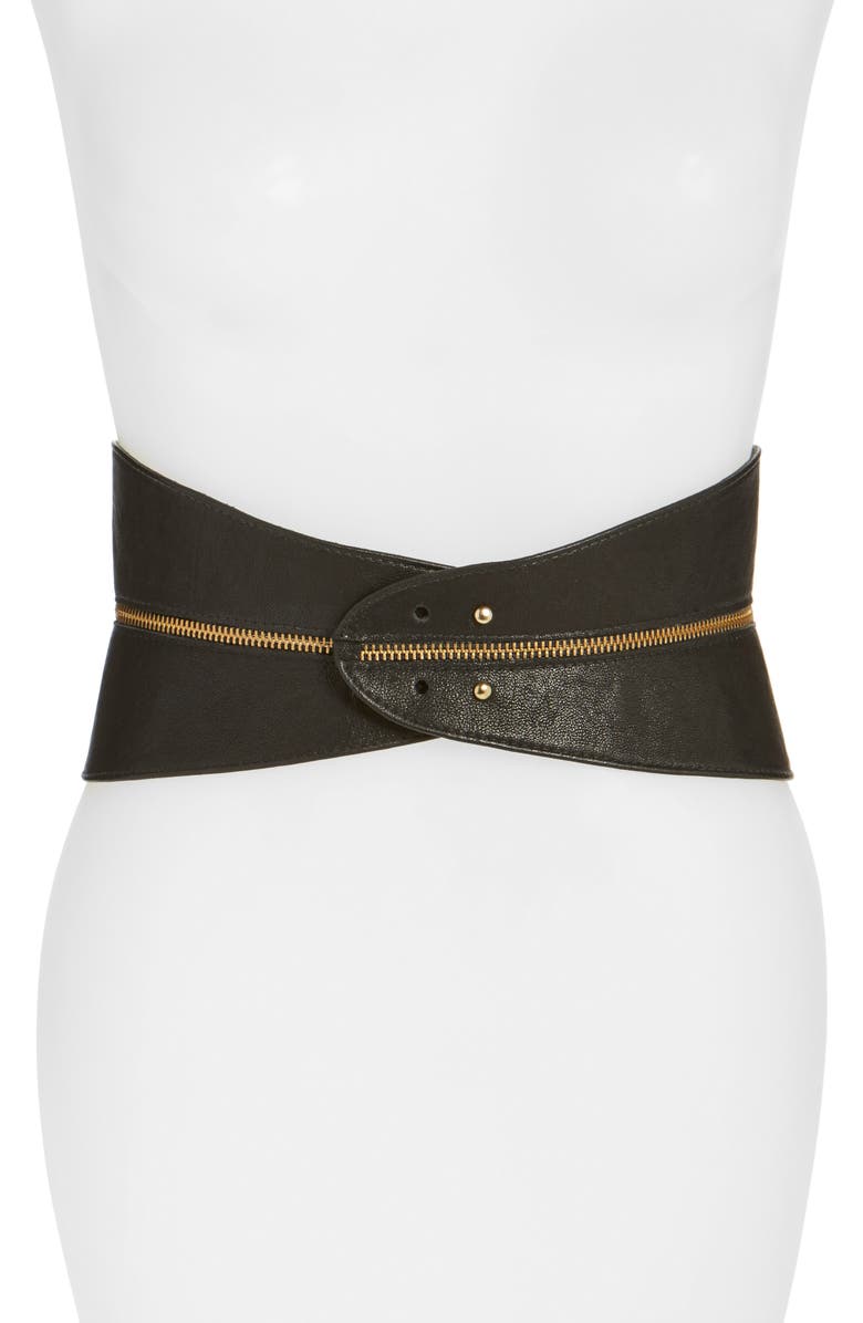 Raina Leather Corset Belt, Main, color,