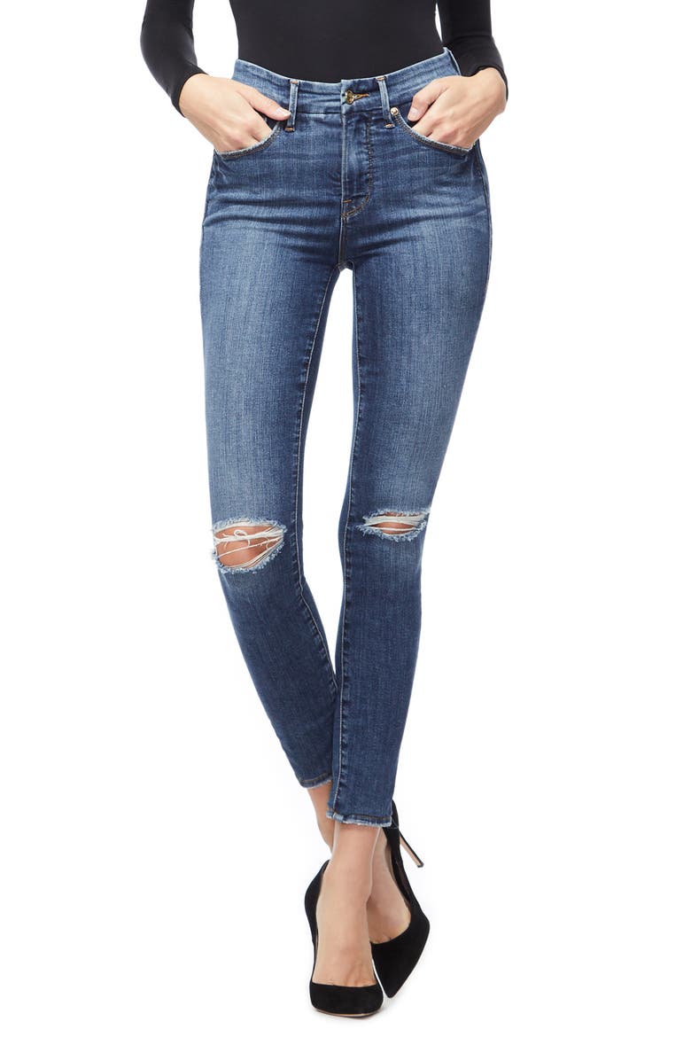 Good Legs Ripped High Waist Skinny Jeans, Main, color, BLUE208