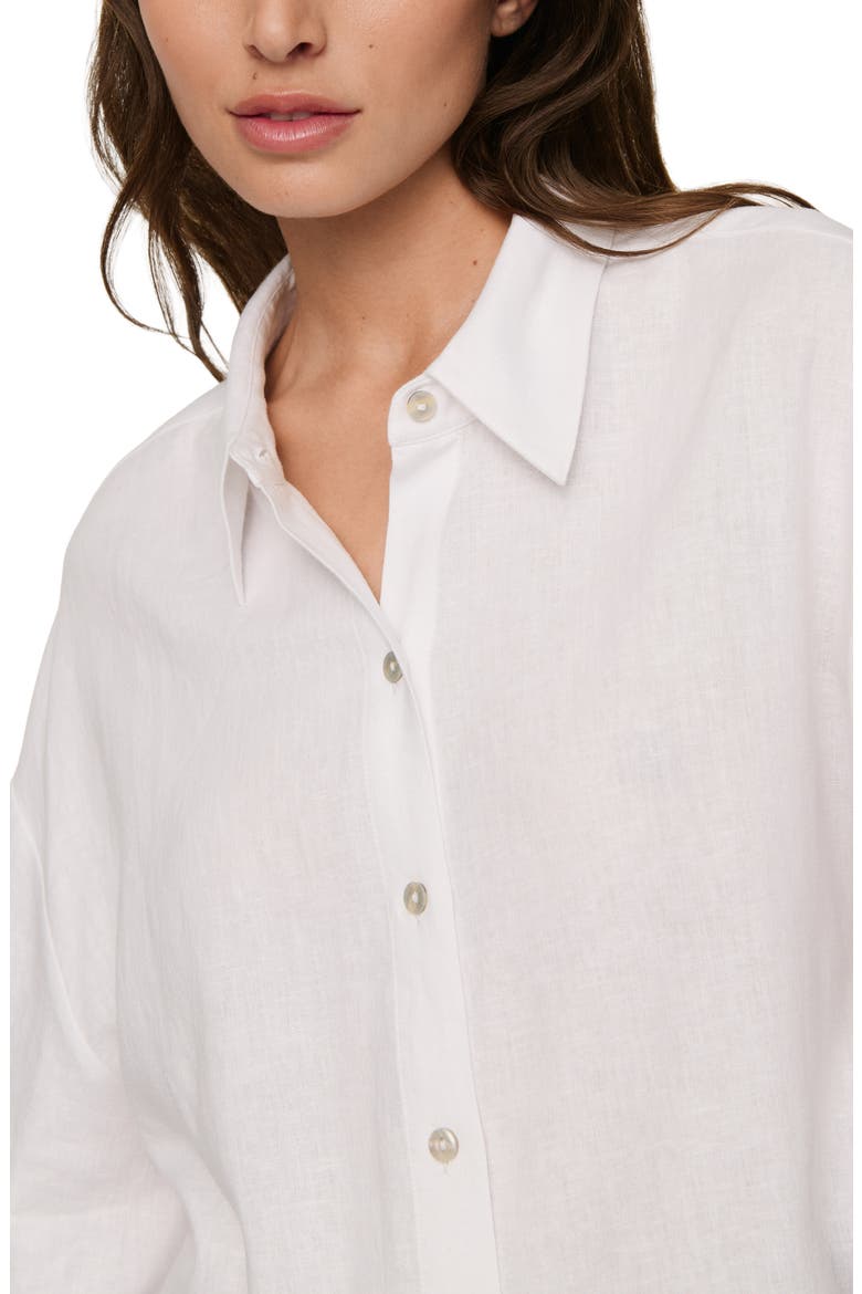 Relaxed Linen Blend Button-Up Sleep Shirt, Alternate, color, WHITE