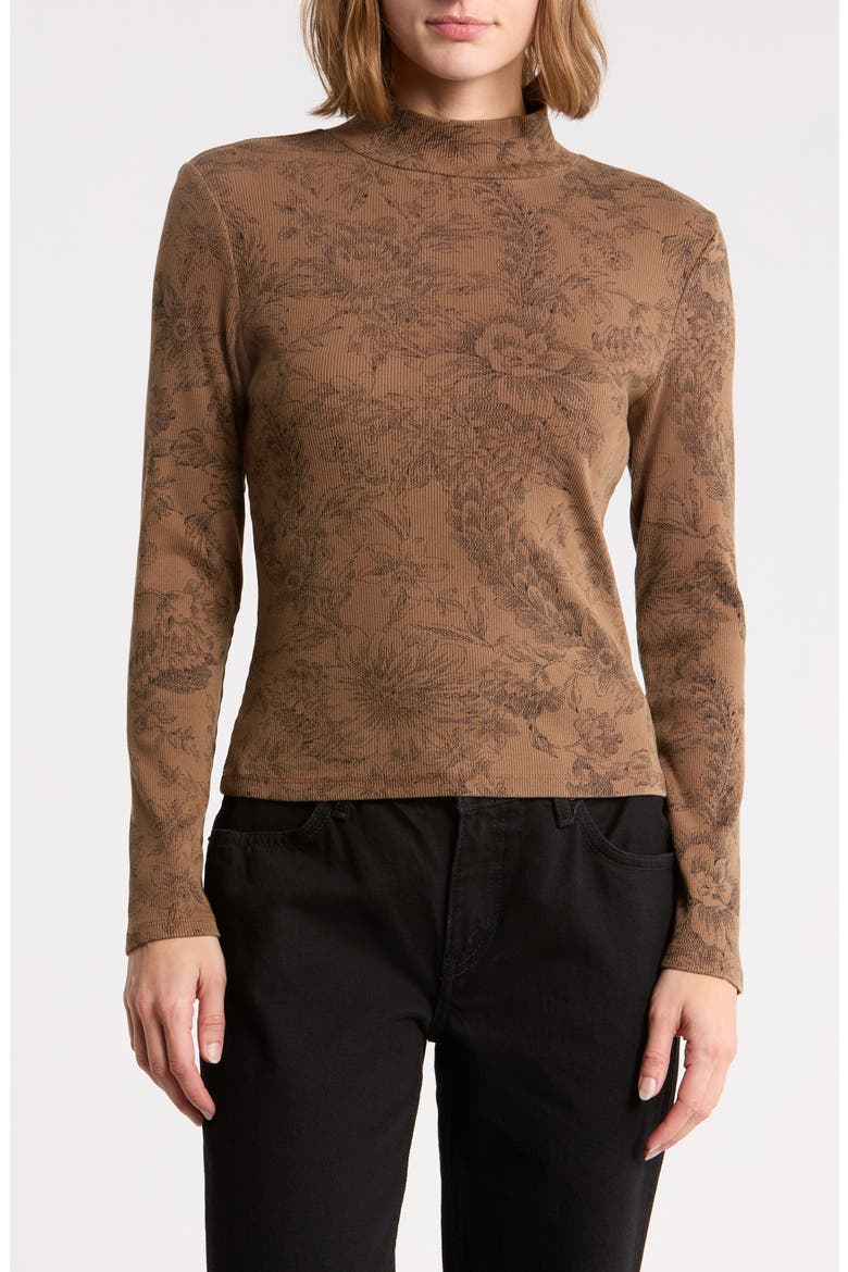 Nate Floral Print Mock Neck Top, Main, color, LICHEN/ BLACK