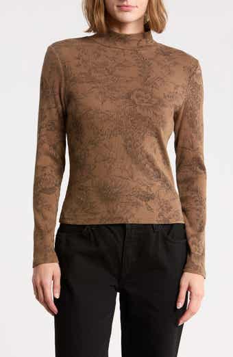 Nate Floral Print Mock Neck Top