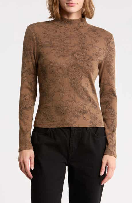 Nate Floral Print Mock Neck Top