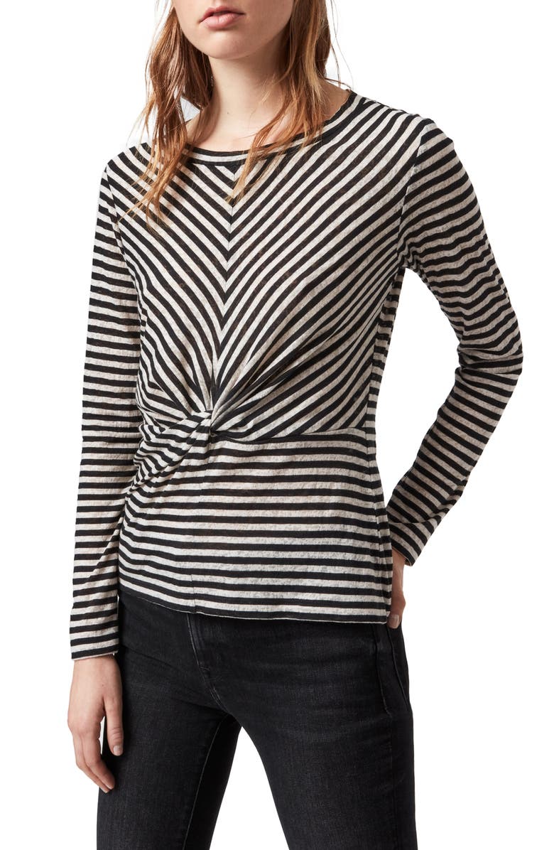 AllSaints Jess Stripe Long Sleeve T-Shirt, Main, color,