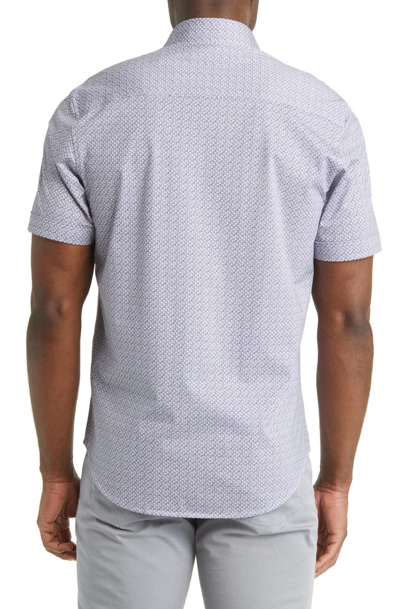 Bugatchi OoohCotton<sup>®</sup> Geometic Print Short Sleeve Button-Up Shirt, Alternate, color, 