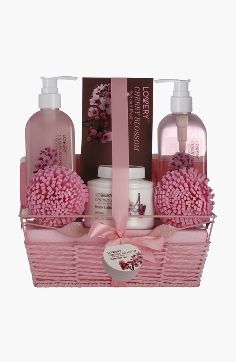 Cherry Blossom Home Spa Gift Basket Bath Set