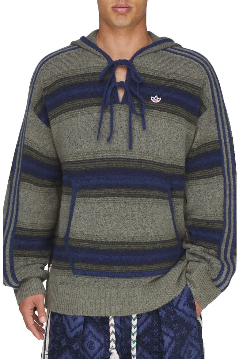 x CLOT Baja Stripe Oversize Hooded Sweater, Main, color, TRACE KHAKI/ TECH INDIGO