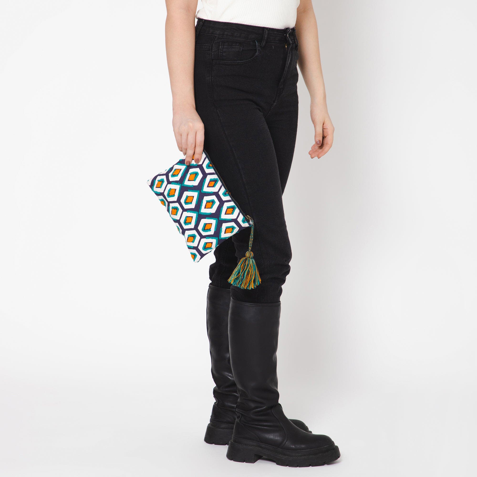 Vismaya Pentagon Embroidered Travel Pouch, Alternate, color, Blue Cyan