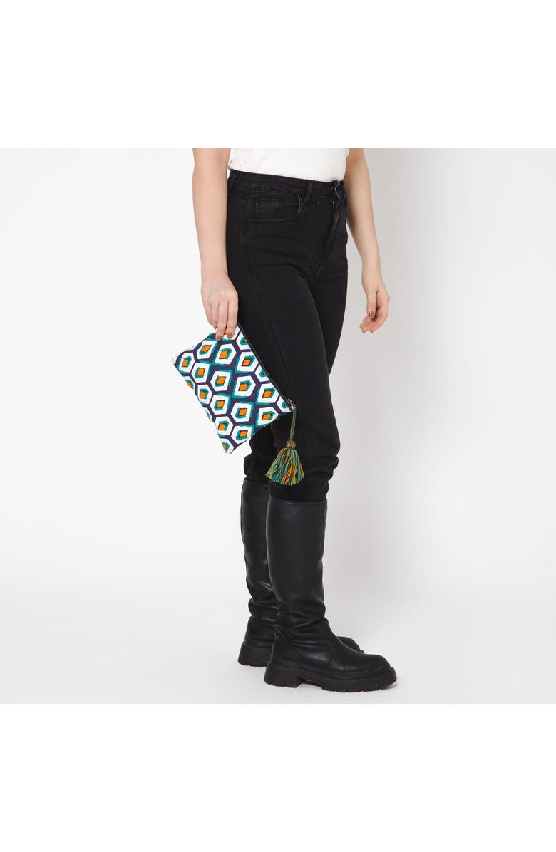 Vismaya Pentagon Embroidered Travel Pouch, Alternate, color, Blue Cyan