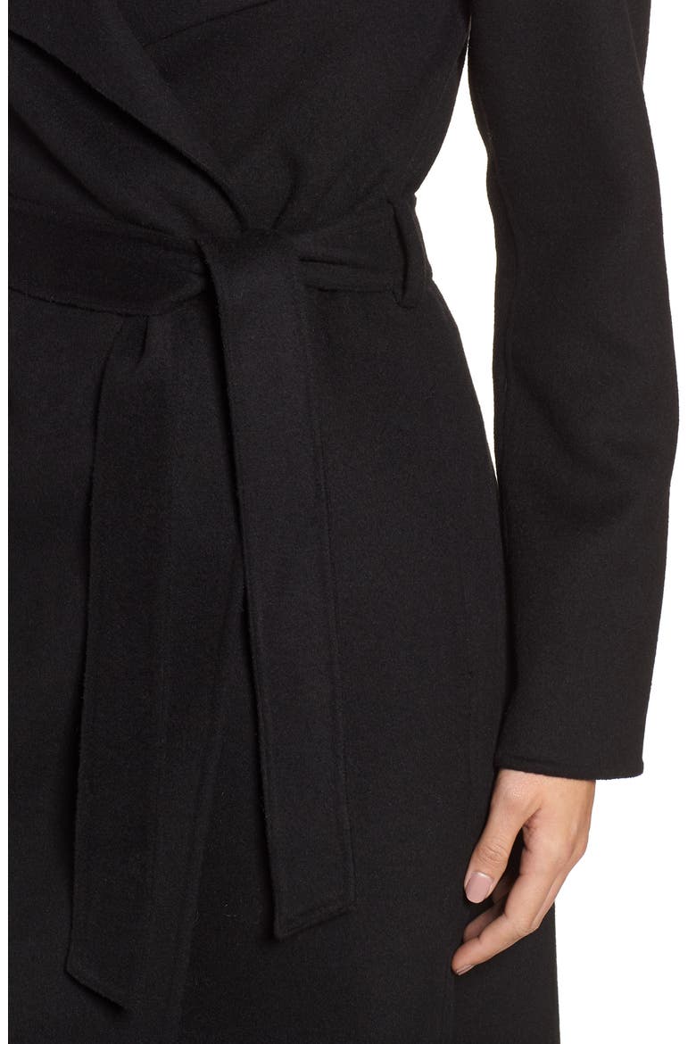 Ellie Double Face Wool Blend Wrap Coat, Alternate, color, BLACK
