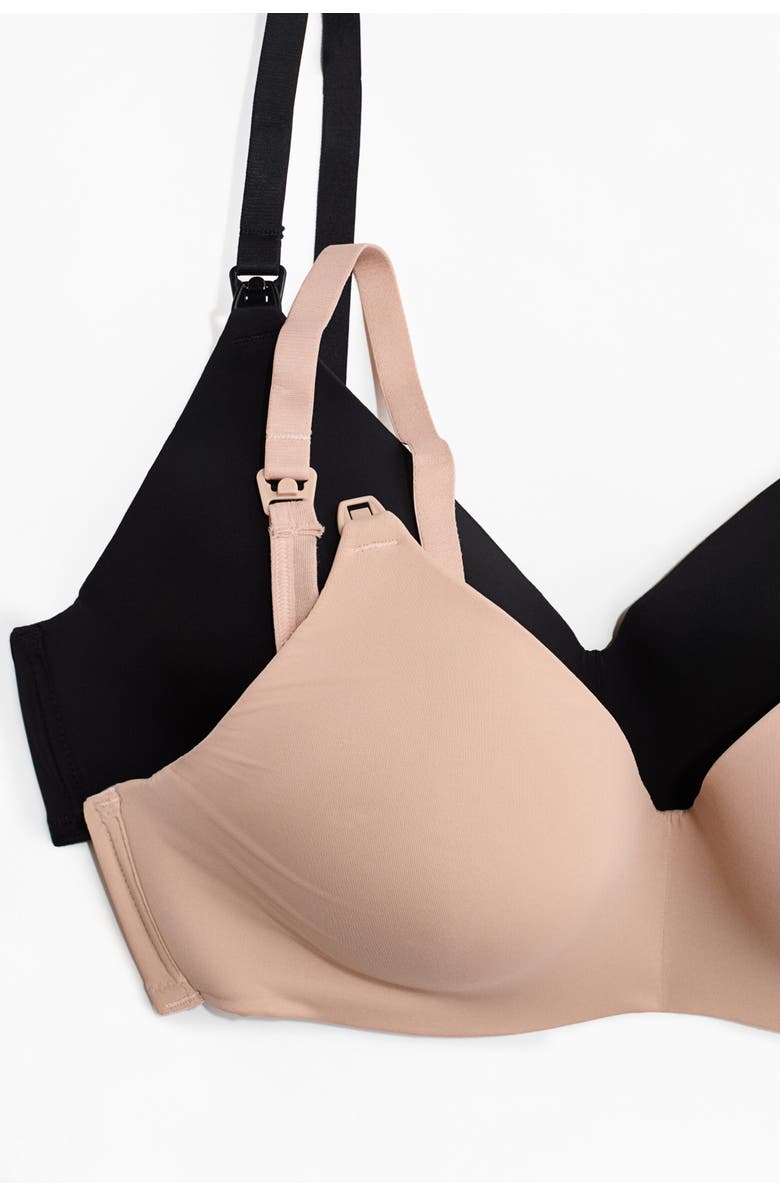 H&M Mama 2-pack Padded Non-wired Nursing Bras, Alternate, color, Beige/Black