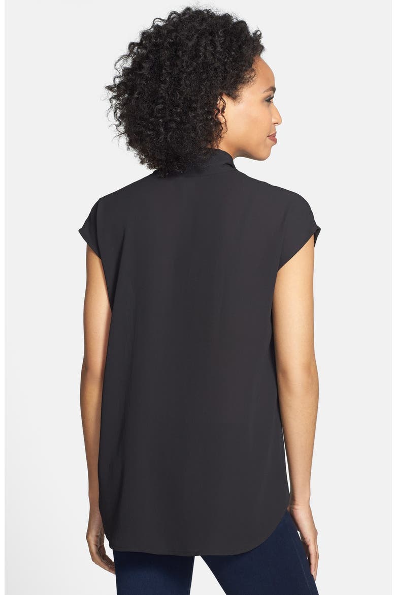 Print Faux Wrap Front Blouse, Alternate, color, BLACK