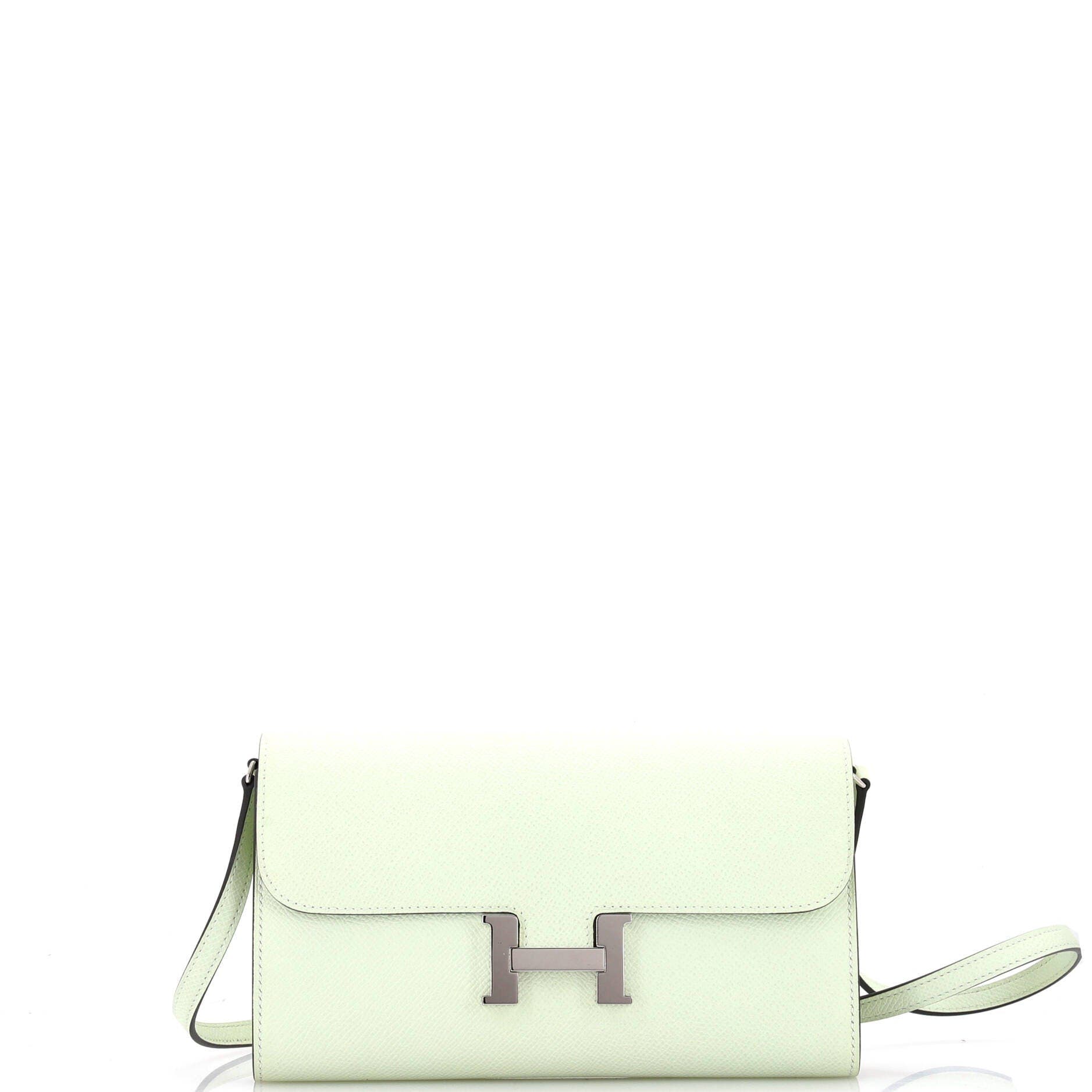 Pre-Owned Hermes Constance To Go Wallet Epsom, Main, color, Vert Fizz