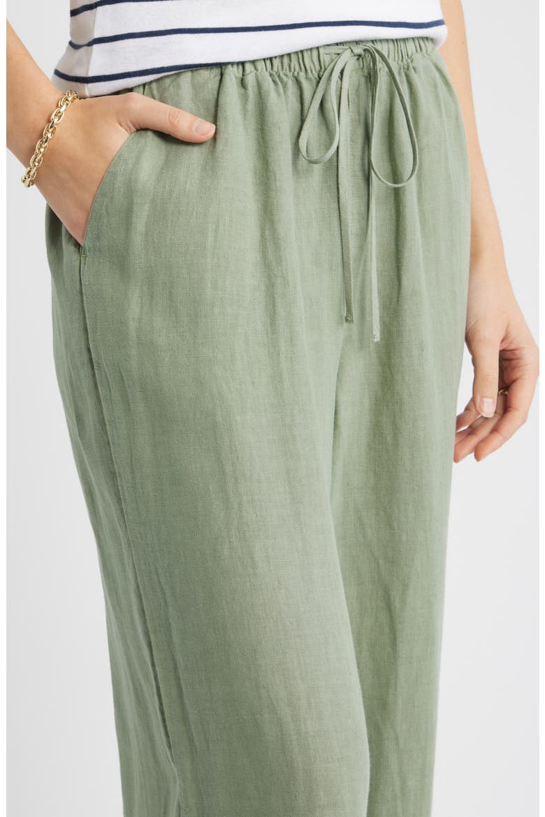 Easy Wide Leg Linen Pants, Alternate, color, GREEN HEDGE