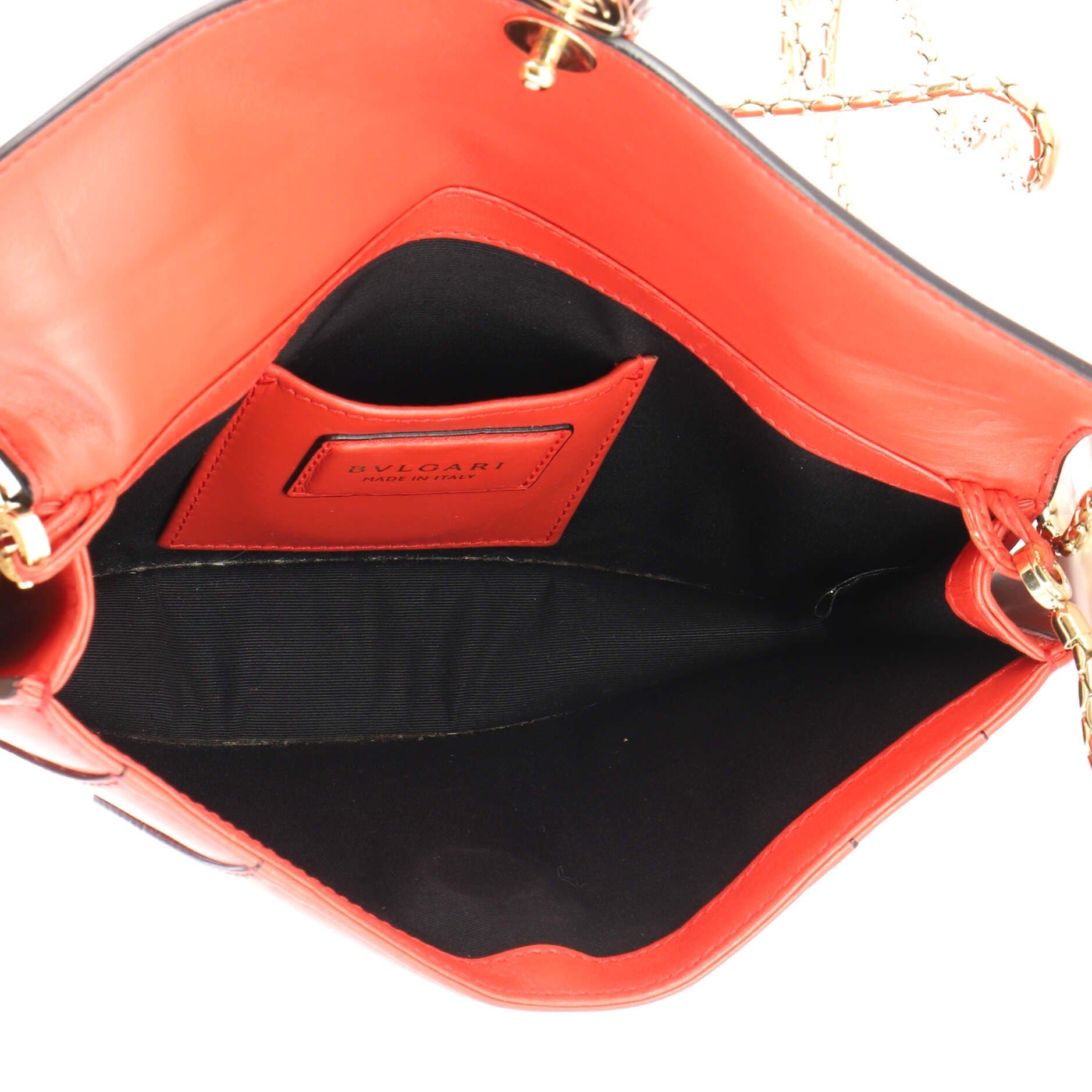 Serpenti Forever Chain Clutch Leather, Alternate, color, Red