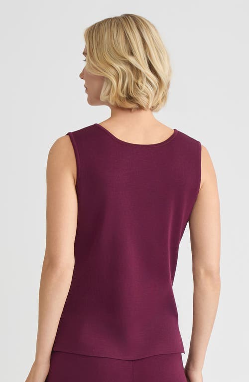 Ming Wang Mid-length Scoop Neck Knit Tank In Burgundy