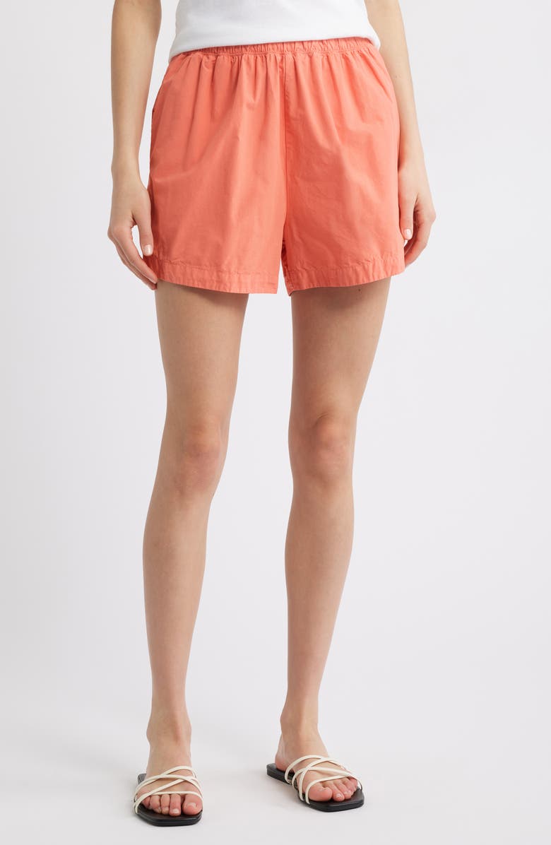 Nation LTD Flynn Pima Cotton Poplin Shorts, Main, color, Coral Kiss
