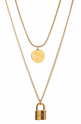 Naomi Lock Pendant Layered Necklace