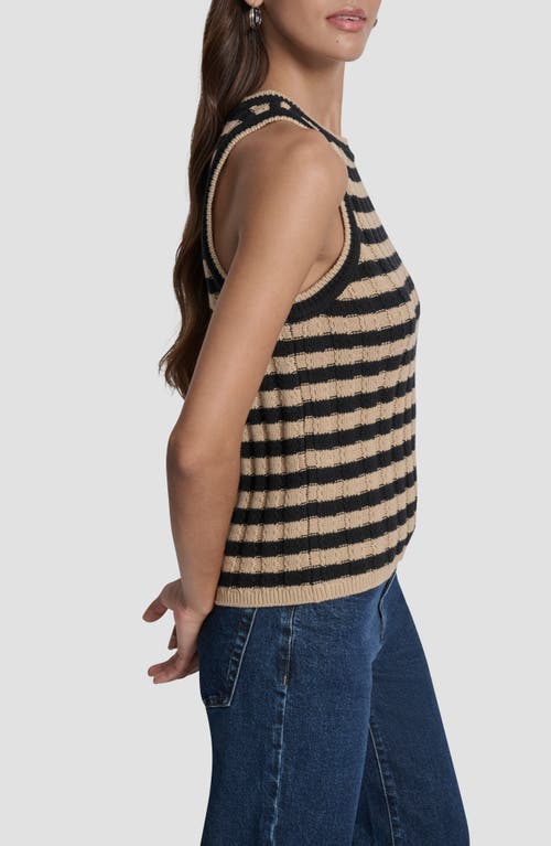 Dkny Jeans Stripe Rib Knit Sleeveless Top In Black