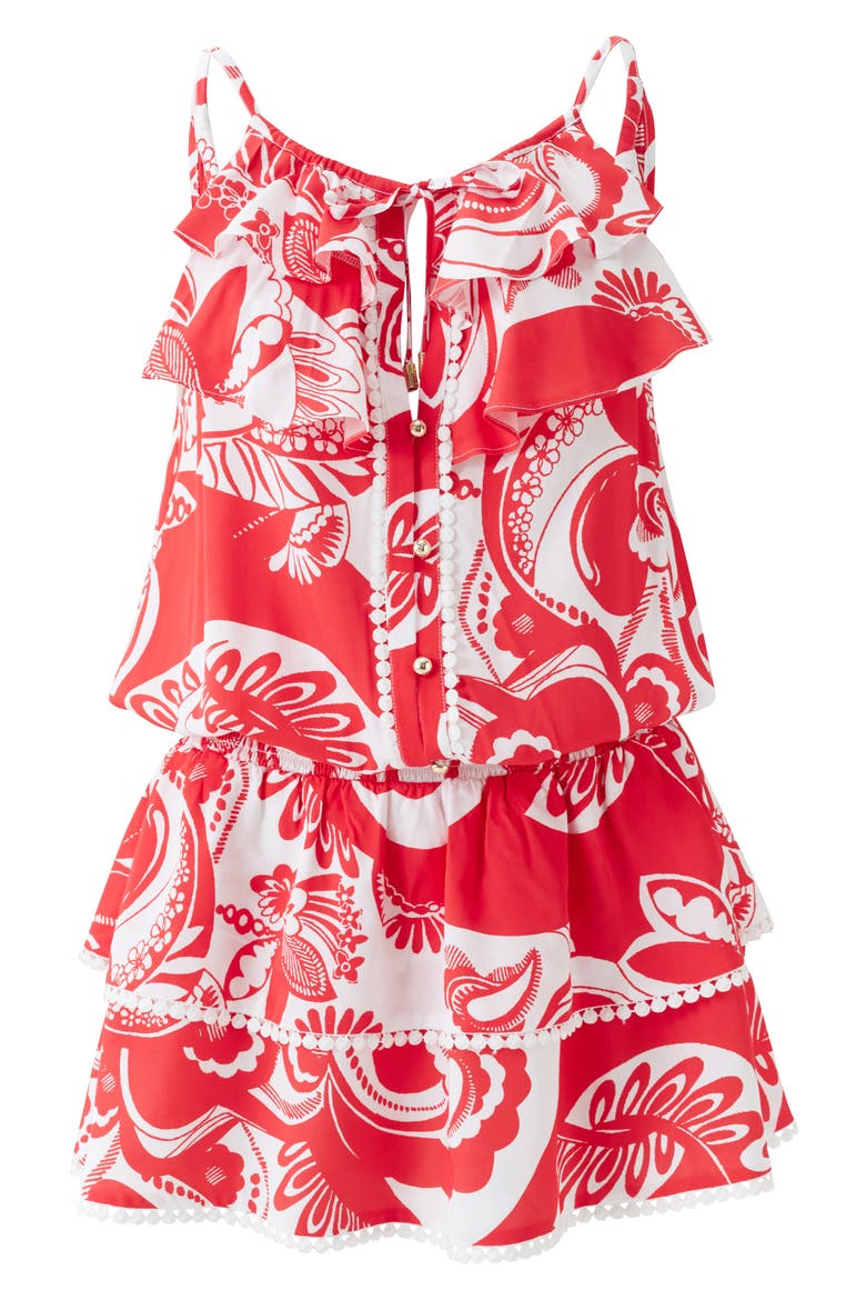 Rosa Ruffle Tiered Cover-Up Sundress, Alternate, color, FLORAL
