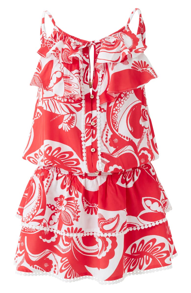 Melissa Odabash Rosa Ruffle Tiered Cover-Up Sundress, Alternate, color, 