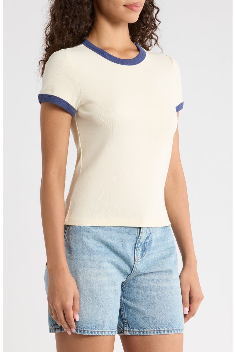 Lexi Rib Ringer T-Shirt, Alternate, color, CREAM AND BAY BLUE