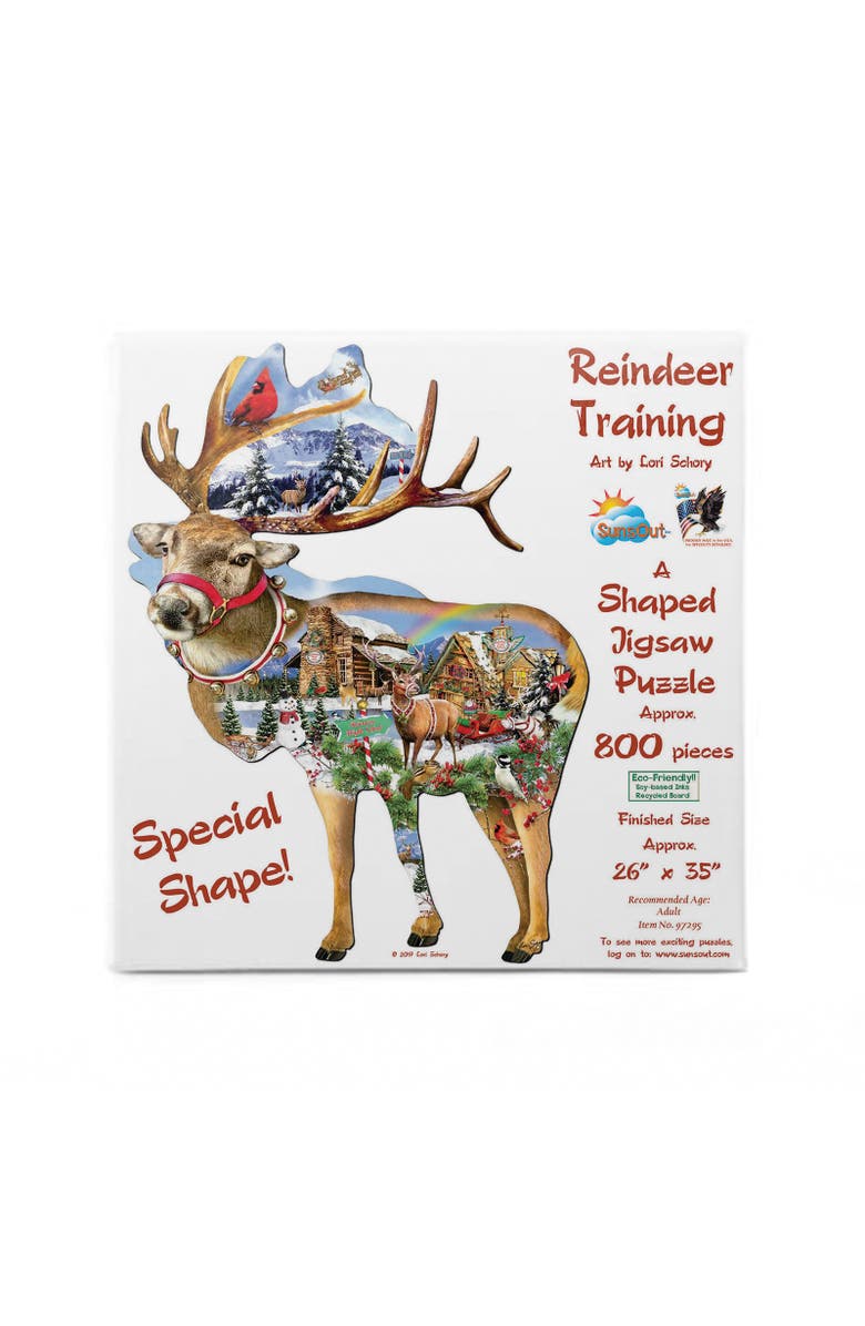 Sunsout Reindeer Training 800 piece Jigsaw Puzzle for Adults Special Shape, Alternate, color, Multicolor