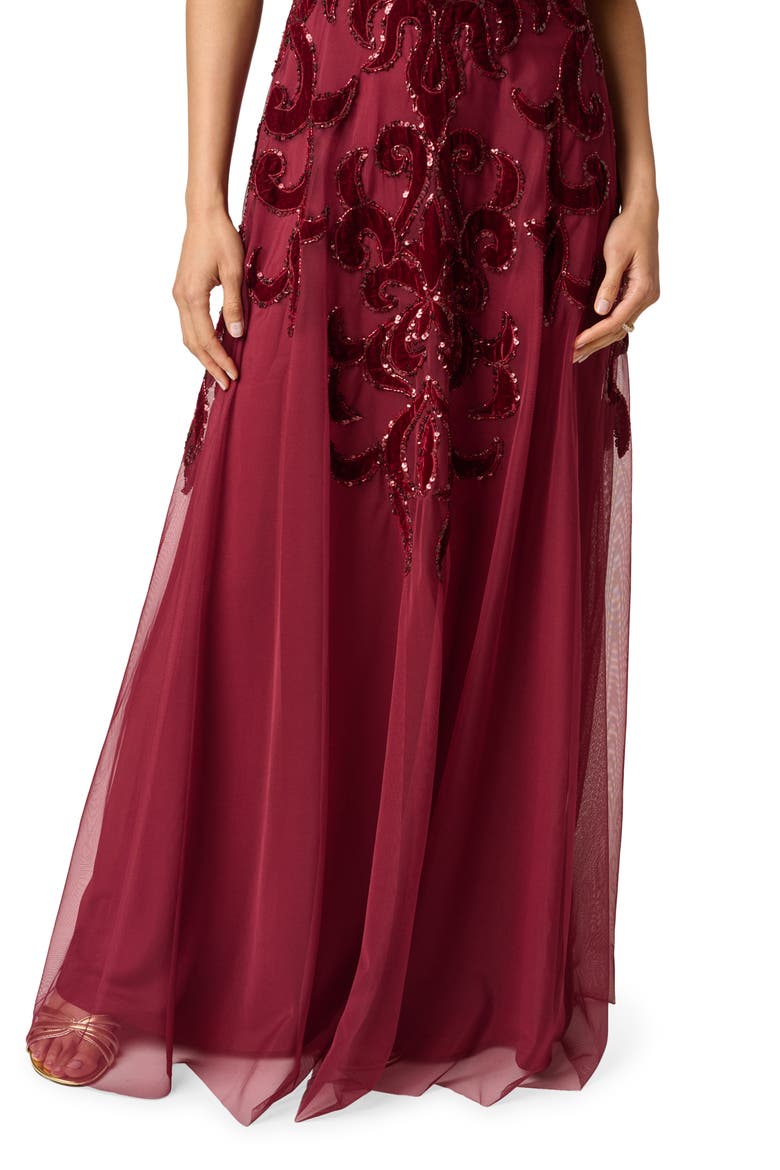 Sequin Scrollwork Gown, Alternate, color, MAHOGANY