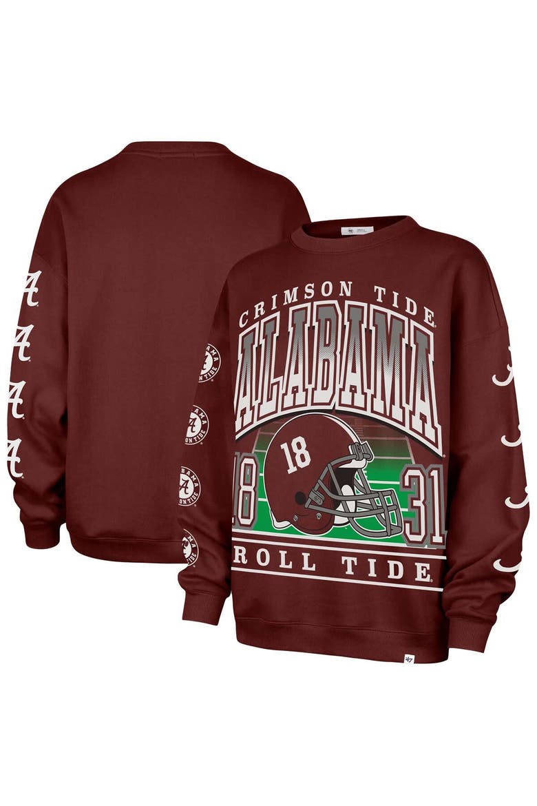 Women's '47 Crimson Alabama Crimson Tide Go Big Oversized Pullover Sweatshirt, Main, color, Crimson