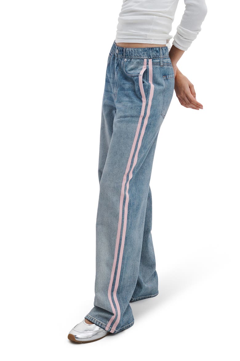 rb Miramar Track Stripe Cotton Terry Sweatpant Jeans, Alternate, color, BLUE/ PINK STRIPE