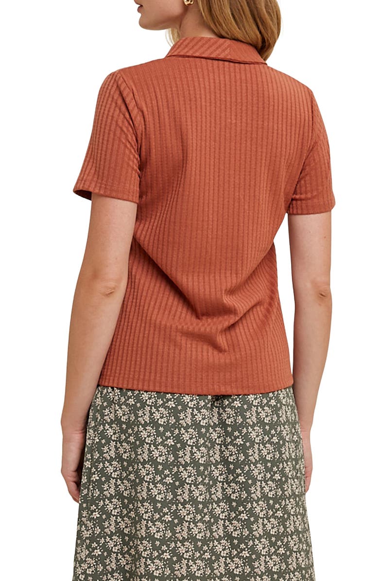 WISHLIST Rib Knit Button-Up Shirt, Alternate, color, Brick