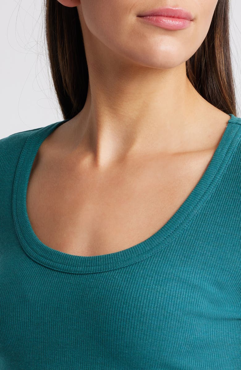 TravisMathew Cloud Retreat Rib Long Sleeve Top, Alternate, color, Heather Atlantic Deep