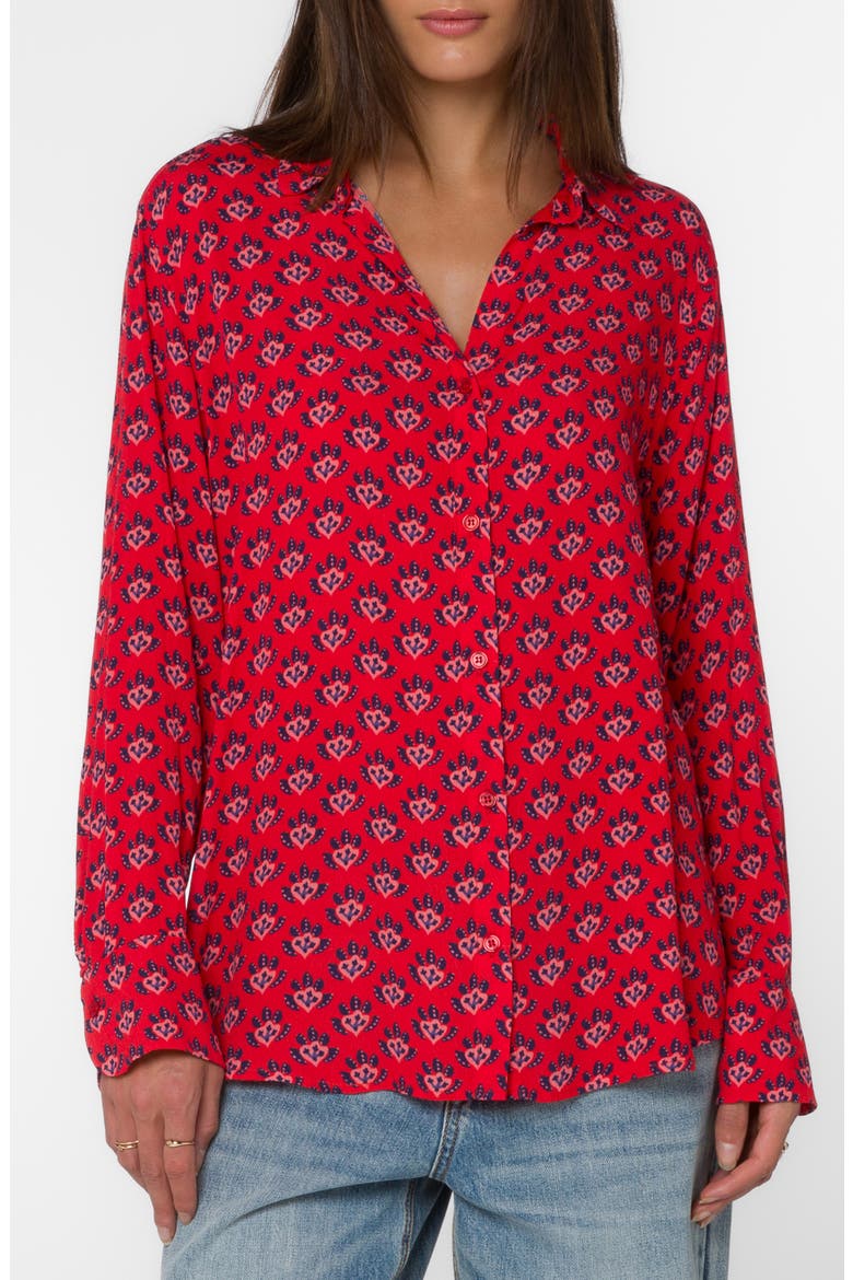 Elena Button-Up Shirt, Main, color, RED ABSTRACT LEAF