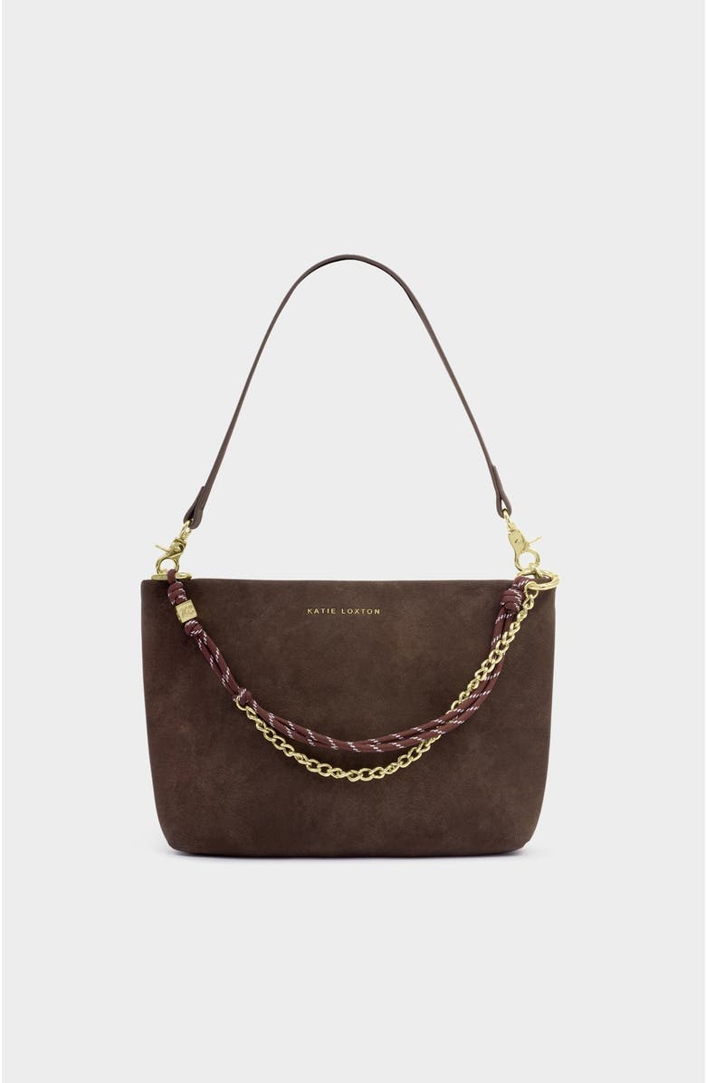 Katie Loxton Cord Small Shoulder Bag, Main, color, Bitter Chocolate Suedette