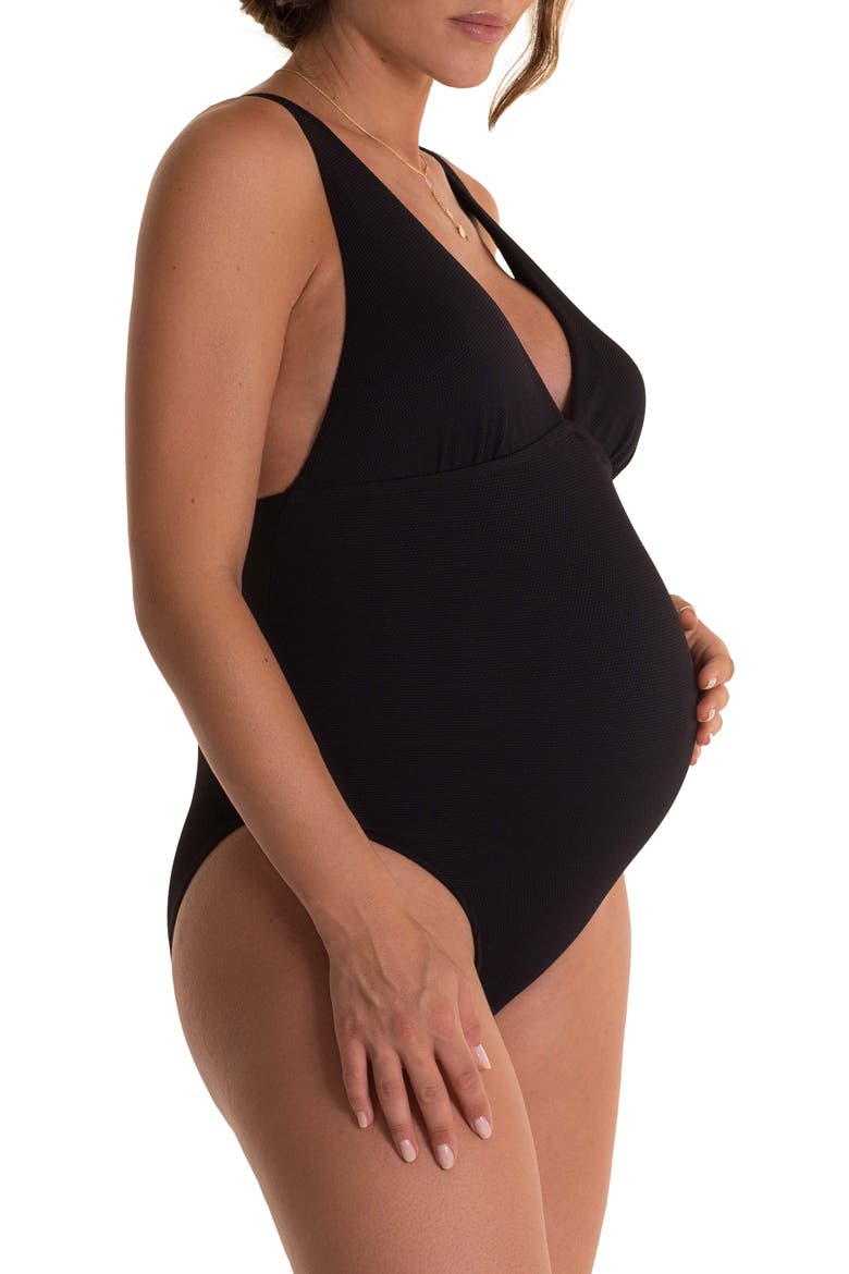 Beatriz One-Piece Maternity Swimsuit, Alternate, color, BLACK