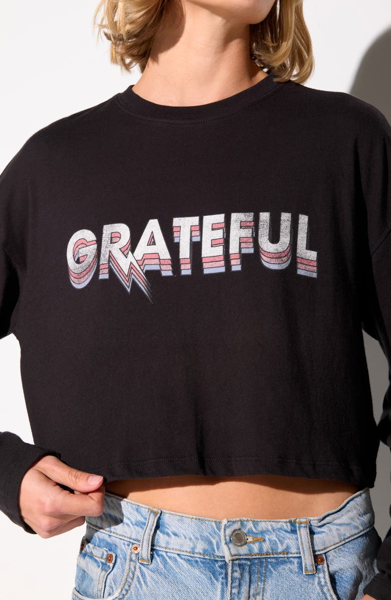 Spiritual Gangster Grateful Ascent Drew Long Sleeve Crop Cotton Graphic T-Shirt, Alternate, color, Black
