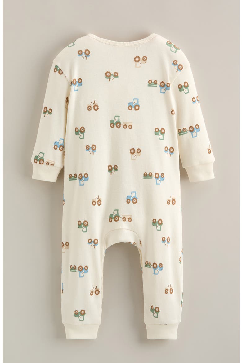 Long Sleeve Henley Romper, Alternate, color, IVORY EGRET TRACTORS