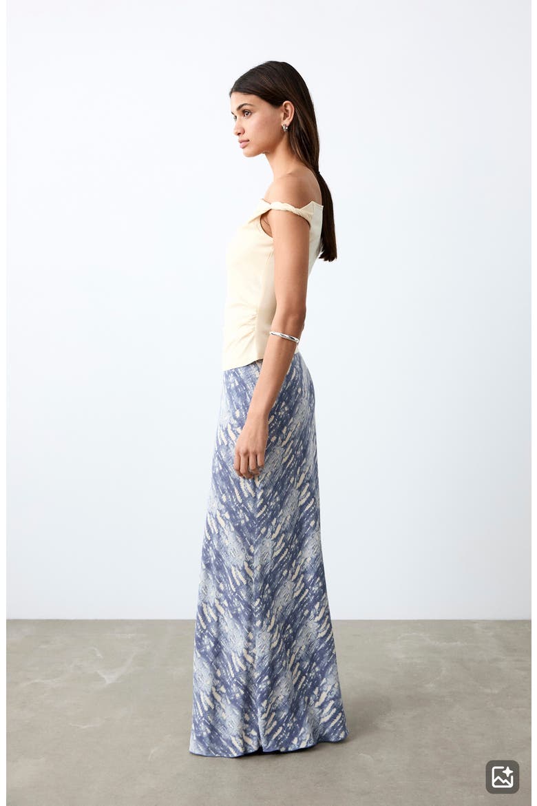 Print Maxi Skirt, Alternate, color, BLUE