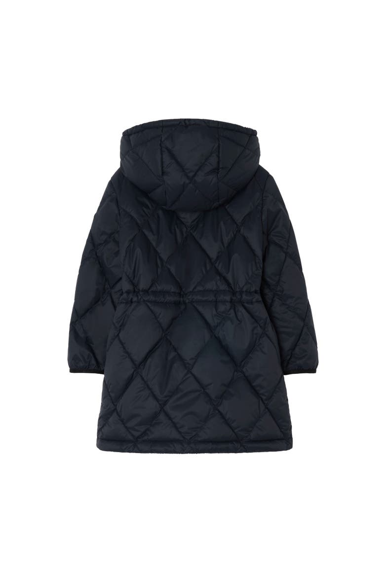 Checker-tape Quilted Nylon Hooded Coat, Alternate, color, Navy