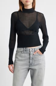 FRAME The Sleek Mock Neck Crop Sweater