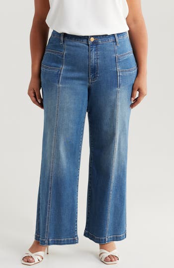 Kut From The Kloth Meg Seamed Patch Pocket High Waist Wide Leg Jeans In Exceeded