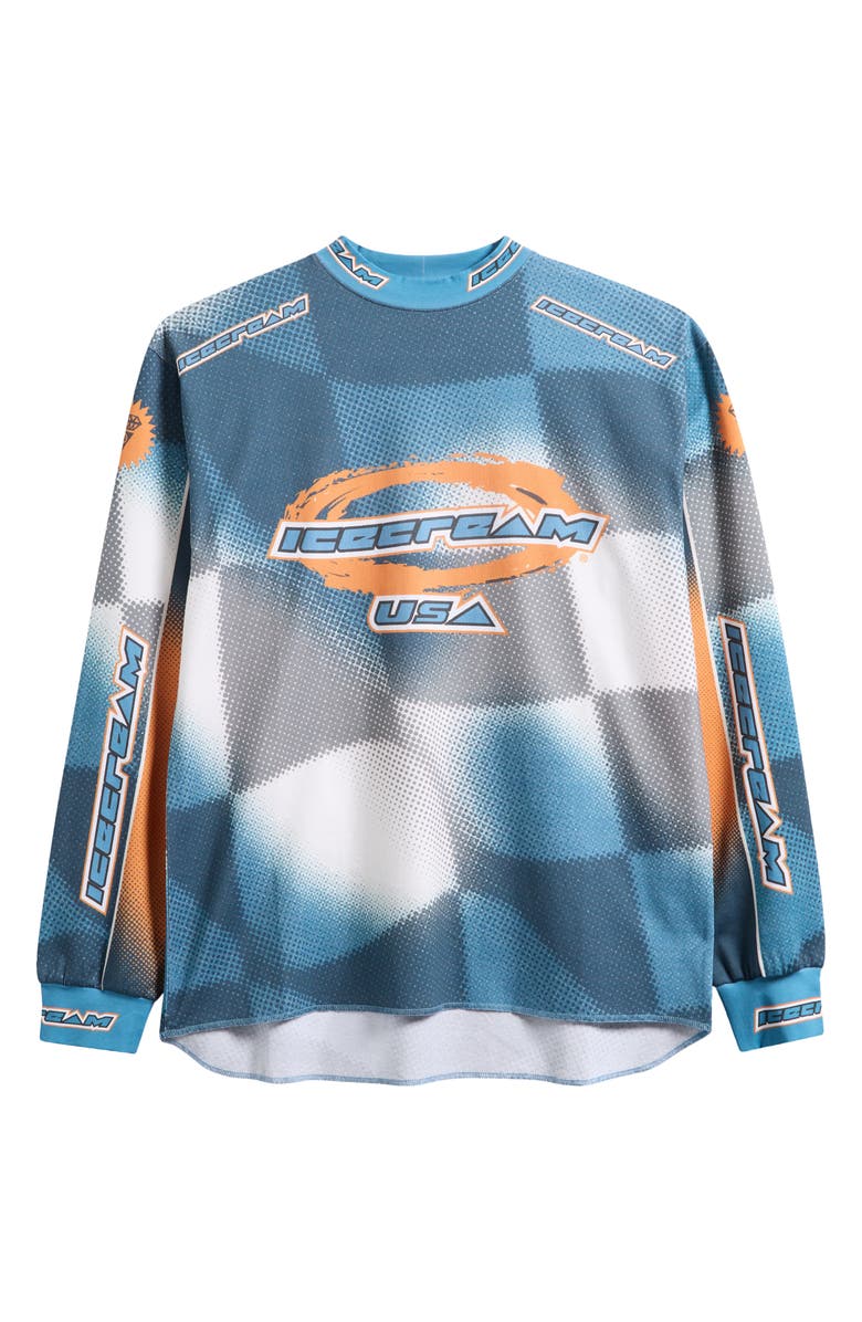ICECREAM USA Graphic Long Sleeve Soccer Jersey, Alternate, color, Caneel Bay