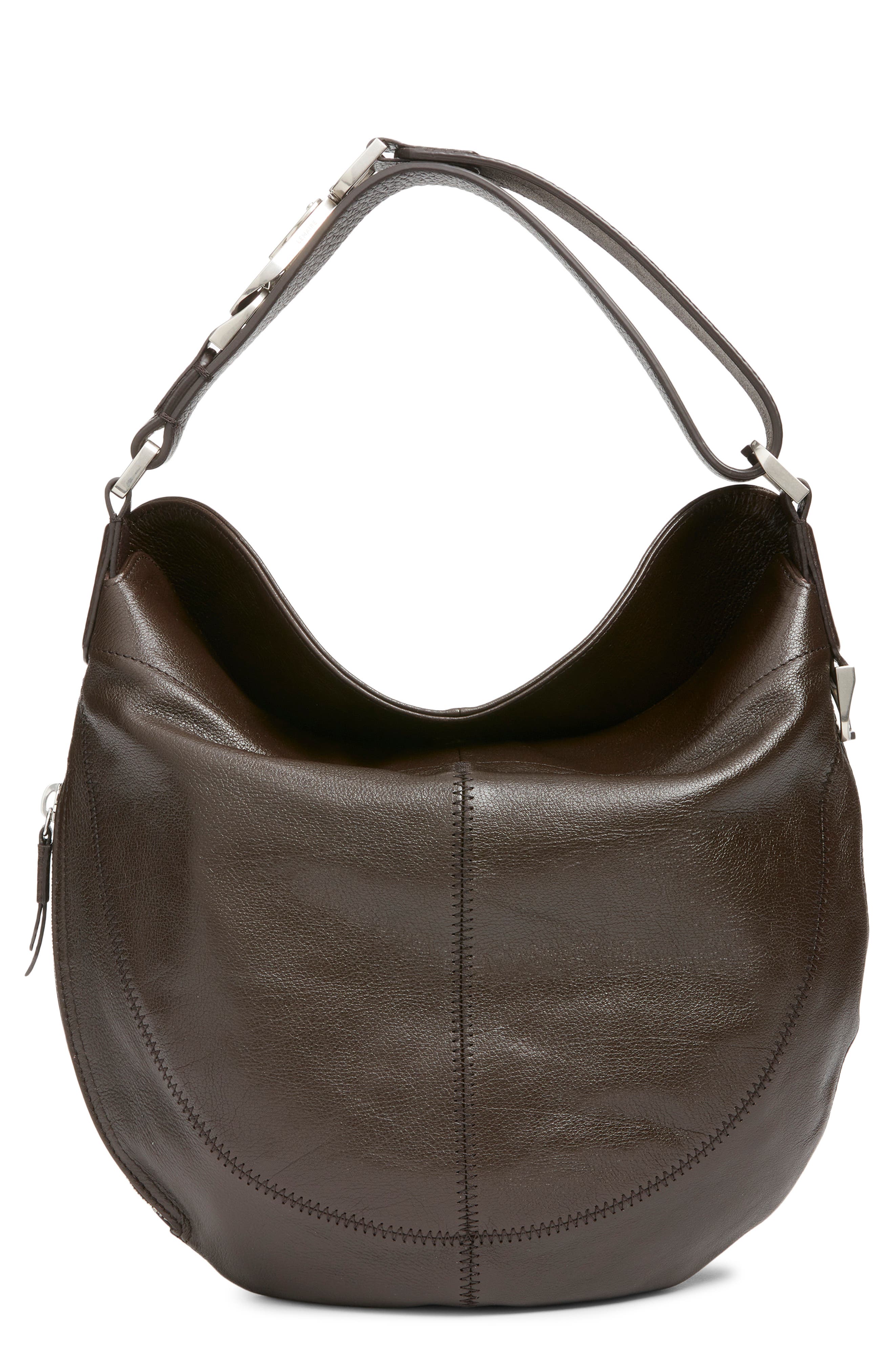 Lemaire Quiver Clip Leather Hobo Bag, Main, color, Dark Chocolate