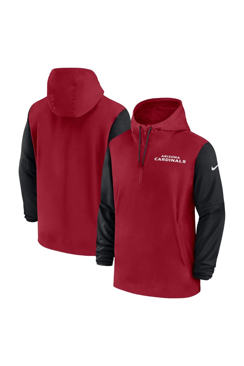 Men's Nike Cardinal/Black Arizona Cardinals 2024/25 Sideline Pre-Game Player 1/2-Zip Hoodie Jacket, Main, color, Cardinal