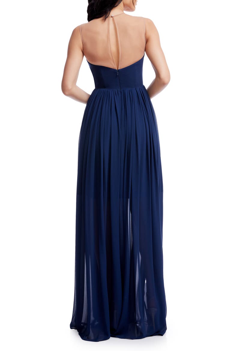 Eleanor Illusion Neck Gown, Alternate, color, NAVY